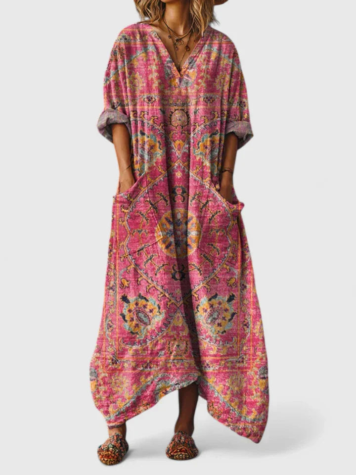 SOLENYA CASUAL LONG SLEEVE MAXI DRESS