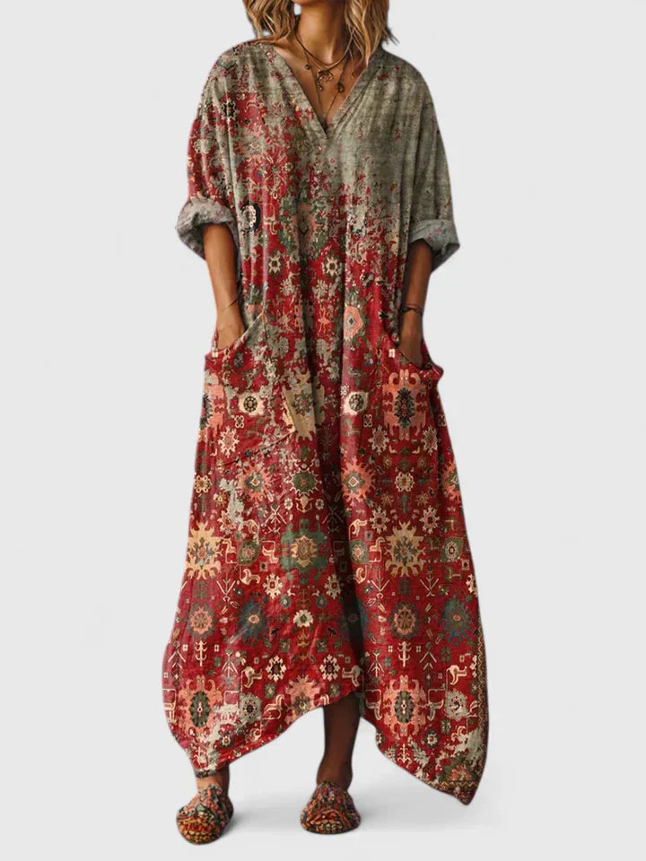SOLENYA CASUAL LONG SLEEVE MAXI DRESS