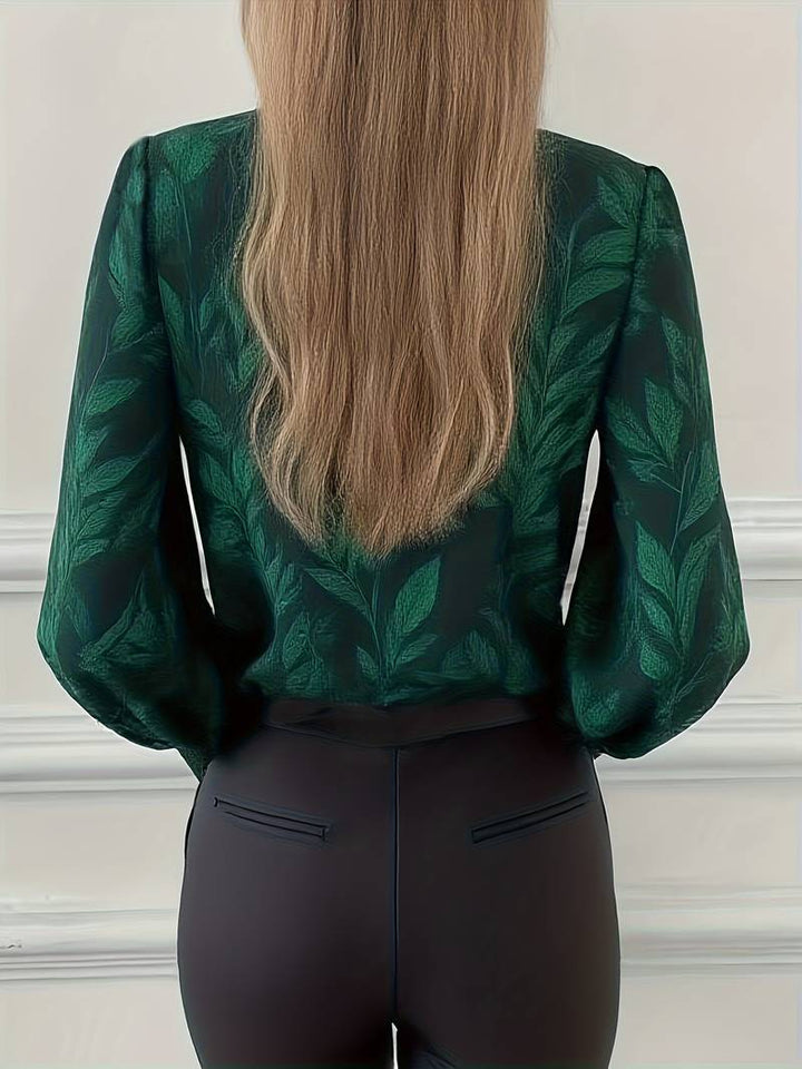 RUCHAMA ELEGANT LEAF PRINT BLOUSE