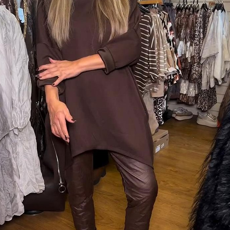ALDONA ASYMMETRICAL TOP & SLEEK TROUSERS SET